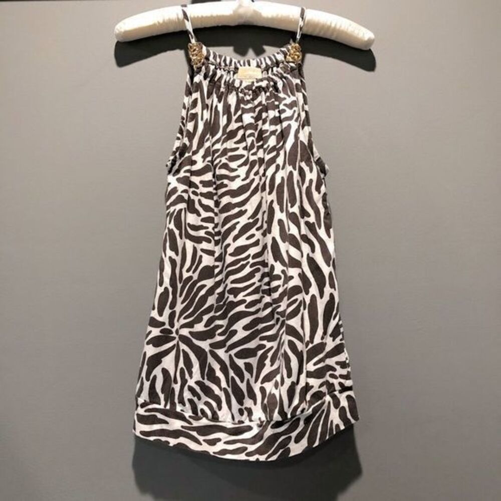 Michael Kors Brown & White Animal Print Top